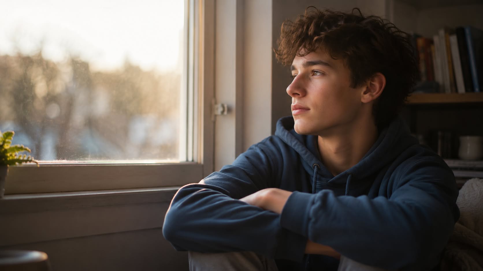 emotional regulation therapy teen sitting by window New Lenox, IL