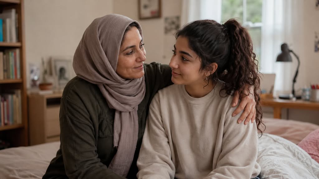 parent sitting with teenager discussing how to get your teen to go to therapy