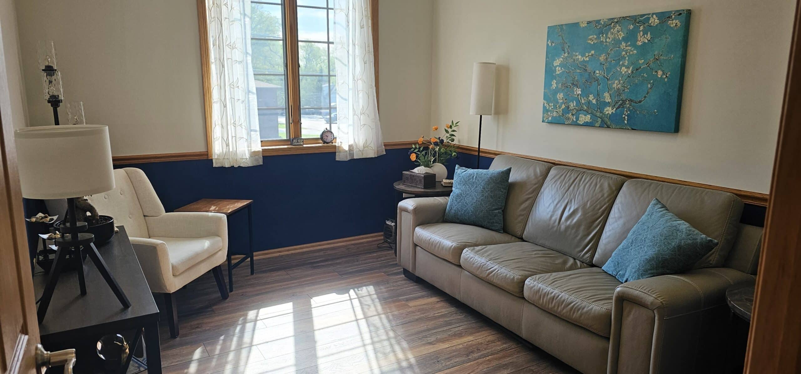 Comfortable seating in the EMDR therapy room at Davis-Smith Mental Health