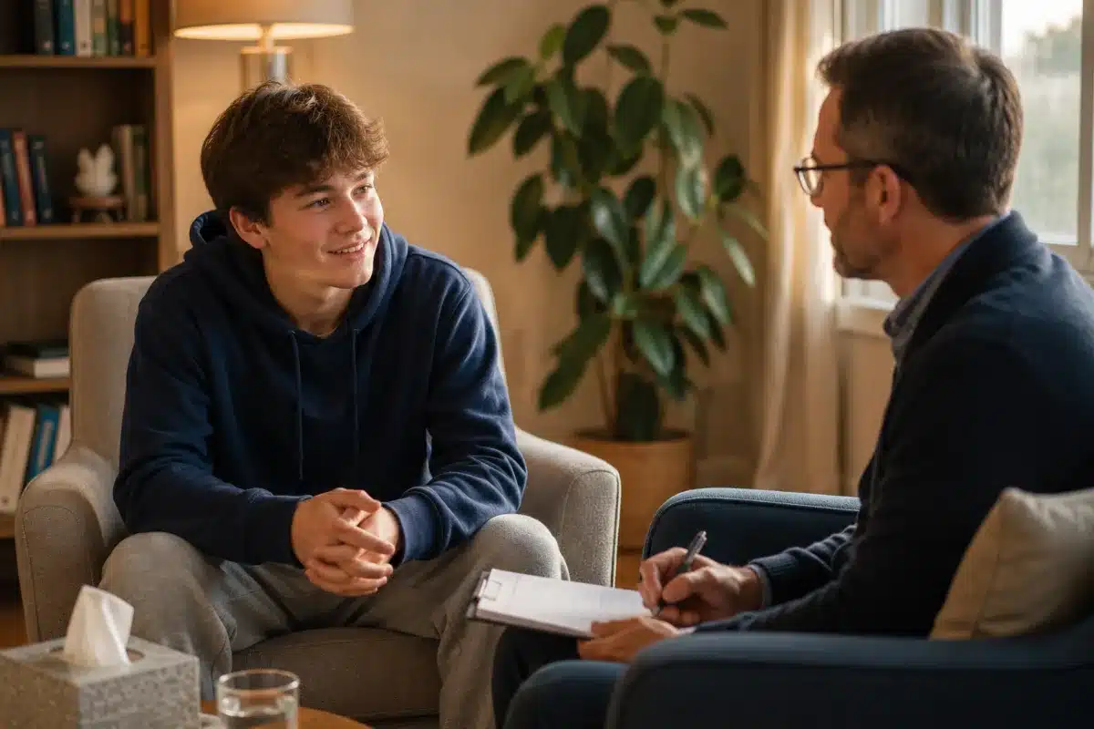 Teen anxiety therapist with a client near Mokena, IL