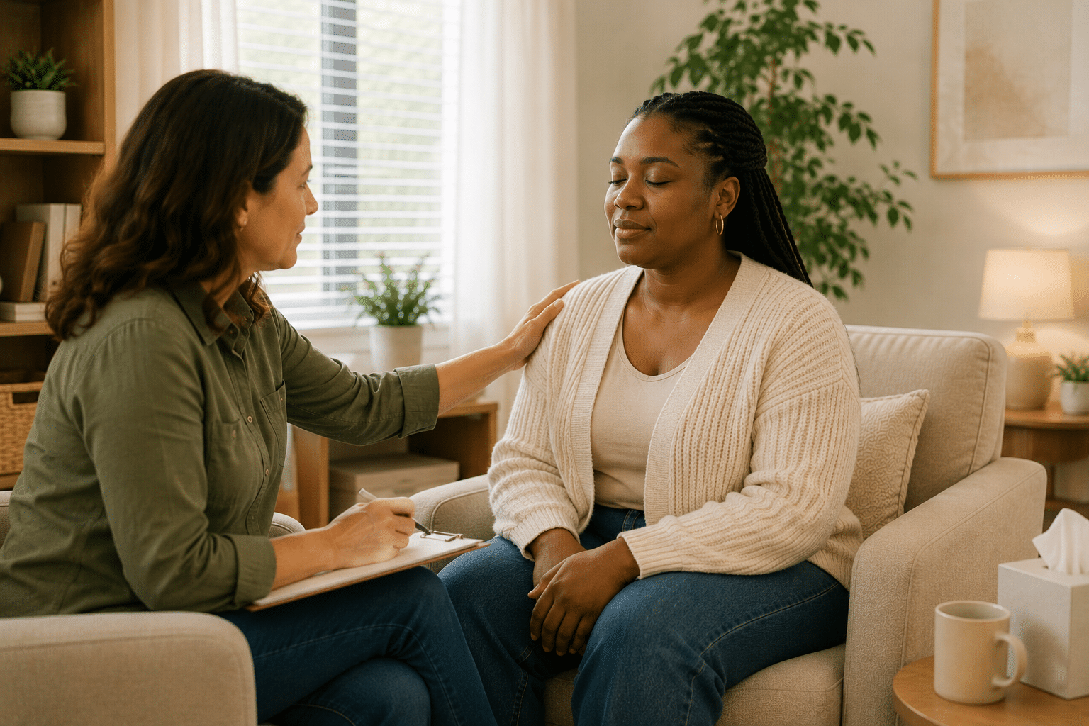 Client following a light bar during an EMDR therapy session
